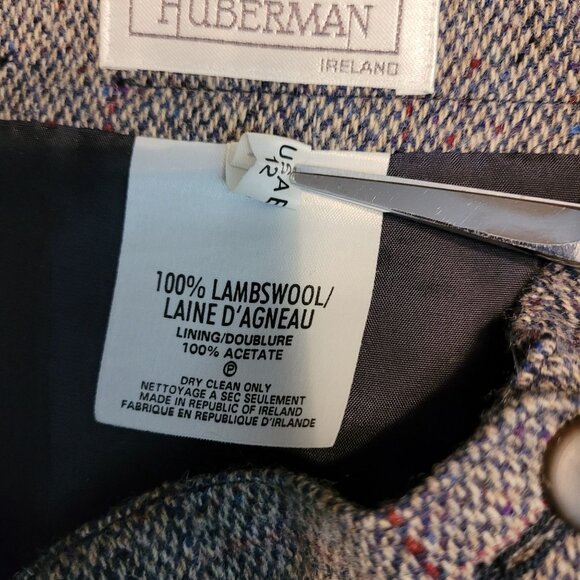 Vtg Hubberman Ireland Wool Tweed Midi Skirt Size 12 Pleated Windowpane Preppy - Picture 4 of 7